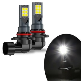 Nowkont Pack-2 Car 9005 LED Fog Light Bulb, 1500LM 3030-12SMD 360 Degree Lighting High Brightness Tail Light, 50000H 6000K Stable Light Source Reversing Light, Universal for Most Cars (White)