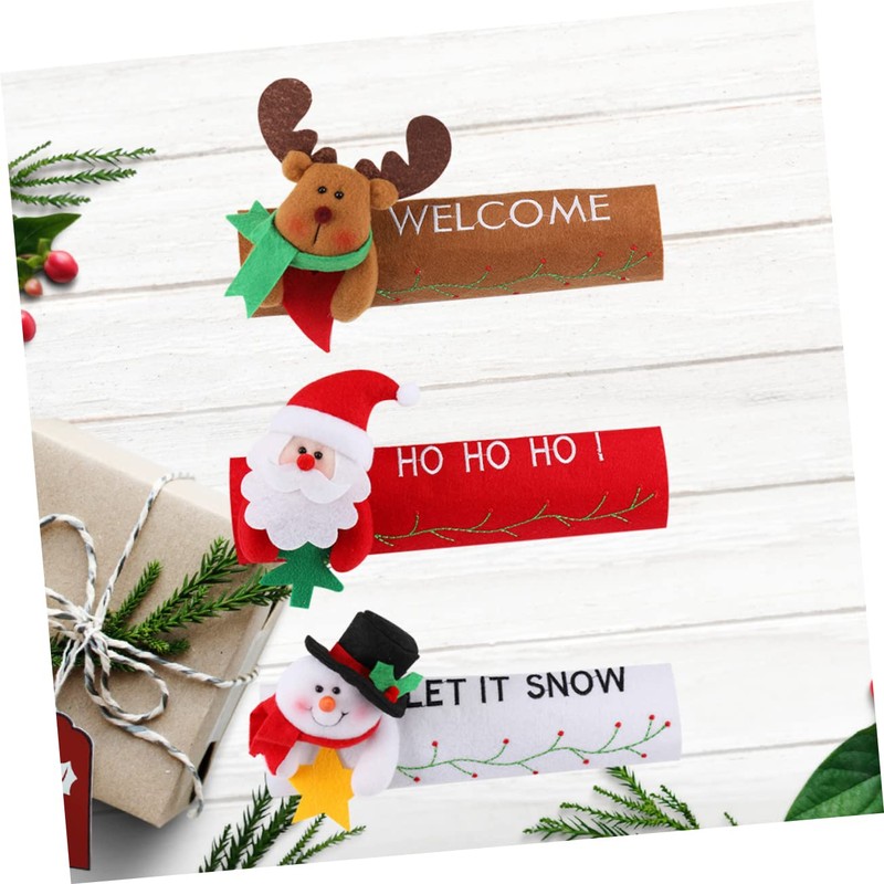 Gadpiparty 3-Piece Christmas Themed Refrigerator Handle Covers Fabric Door Handle
