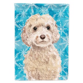 Caroline's Treasures BB9445CHF Champagne Cockapoo Winter House Flag Large Porch Sleeve Pole Decorative Outside Yard Banner Artwork Wall Hanging, Polyester, House Size, Multicolor