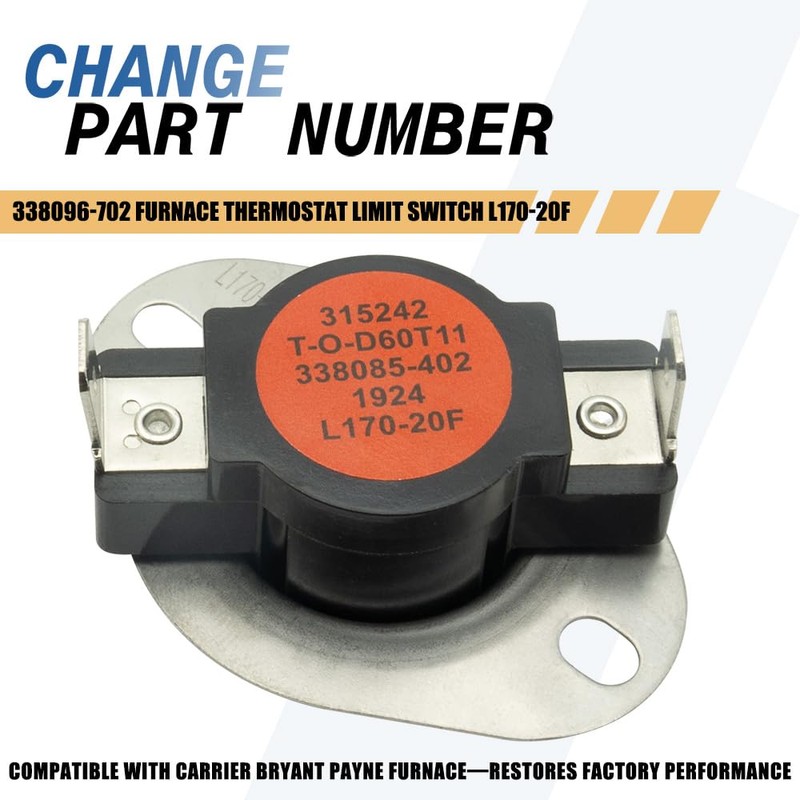 338096-702 Furnace Thermostat Limit Switch L170-20F Compatible with Carrier Bryant