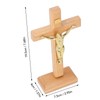 Crucifix Table Cross Hand Crafted Light Brown Durable Beech Metal