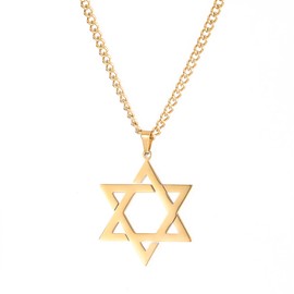 SIPURIS Star of David Necklace for Men Crystal Hexagram Pentacle Hebrew Jewish Wiccan Israel Symbol Pendant of Stainless Steel Six-pointed Star Amulet Jewelry Gifts, 1.26*1.38inch, Stainless Steel, No Gemstone