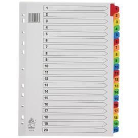 Rexel Mylar A4 1-20 Index White Colour Tab