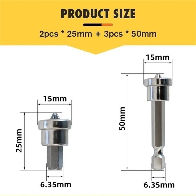Teursa 5pcs Set Magnetic Positioning Screwdriver Bits Drywall Screw Setter