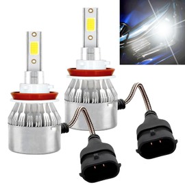 PLALEI 2 PCS 9005/HB3 Car LED Light, 3800LM 6000K Waterproof Car C6 Fog Light High and Low Beam Bulb Replacement,Universal Plug & Play Bulb Lighting Car Accessories (White)