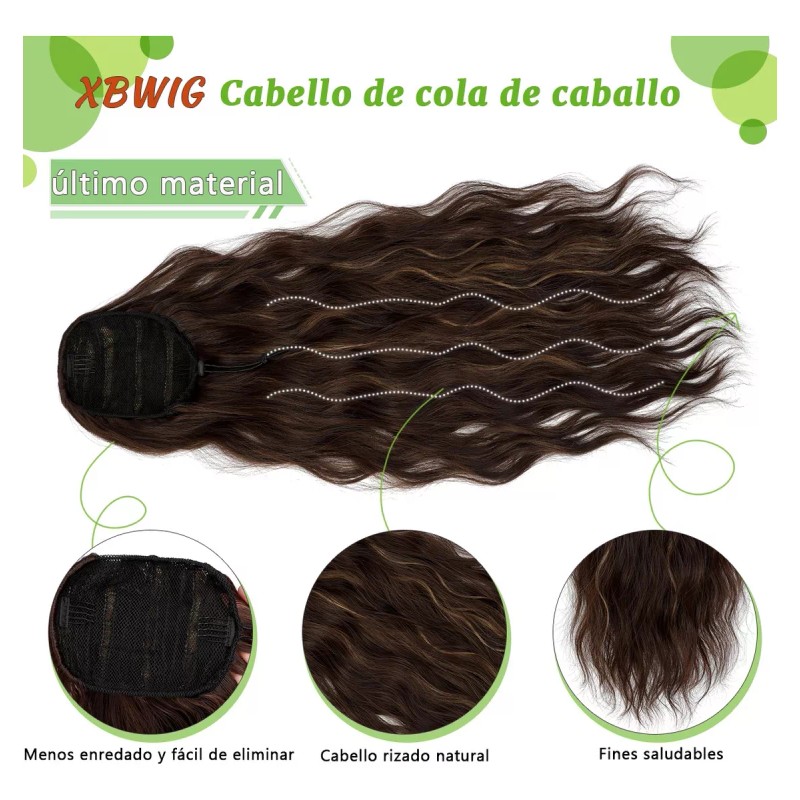 Xbwig Extensiones Natural Coletas Cola Caballo Ondulado 24 PLG