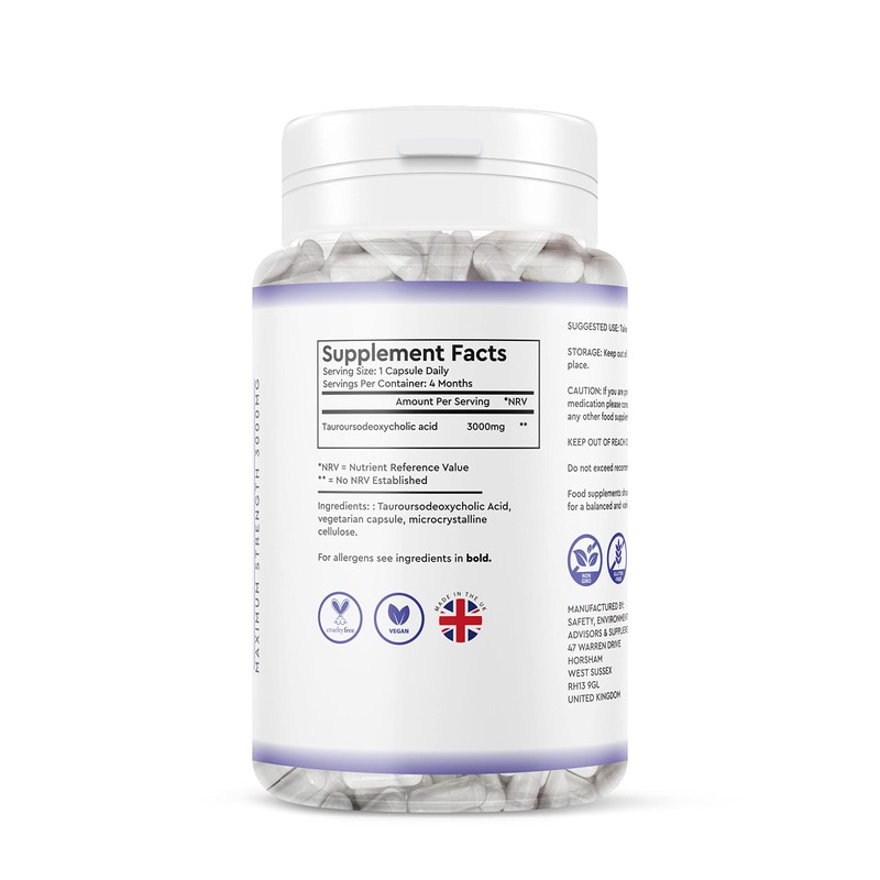 Generic TUDCA 300mg - 120 Vegan Capsules (4 Month Supply)