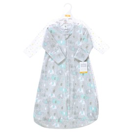 Hudson Baby Unisex Baby Cotton Long-Sleeve Wearable Sleeping Bag, Sack, Blanket, Neutral New Elephant, 12-18 Months