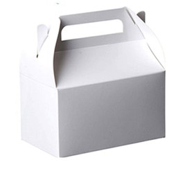 Hammont Candy Boxes Party Favors - 10 Pack Paper Gable Boxes & Party Treat Box for Goodies & Gifts - Two Sweet, Mermaid, Pool Party, Donut Or Any Themed Birthday Bag - 6.25" X 3.75" X 3.5" (White)
