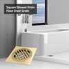 WDONAY 4 Inch Square Shower Drain, Brass Floor Drain Cover,