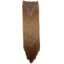 Prettyshop XXL Heat-Resistant Smooth Clip-In Hairpiece Extensions 60 cm Set of 8 50 cm