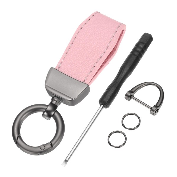 uxcell Car Key Chain, Zinc Alloy Leather Car Keychain Anti-lost