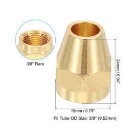 PATIKIL 3/8" Brass Flare Nut, 45 Degree Short Flare Tube Fitting Pipe Fittings for Air Conditioner, Water, Air, Oil, Gas Line, Brass Tone