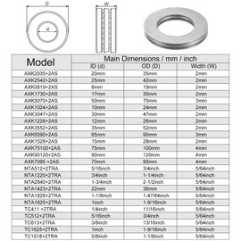 sourcing map AXK2035 Thrust Needle Roller Bearings with Washers 20mm Bore 35mm OD 2mm Thickness 4pcs