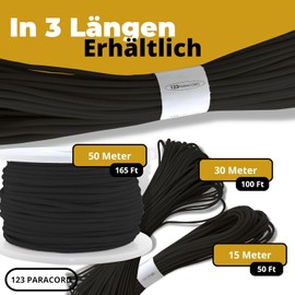 123Paracord Paracord 550 4 mm Type Ideal for DIY Projects, Camping and Outdoor Adventures - Basic Colours