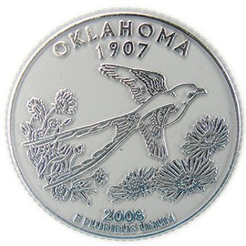 Oklahoma State Quarter Magnet by Classic Magnets, 2.5" Diameter, Collectible 3D Rubber Vintage-Style Souvenirs and Gifts Made in The USA