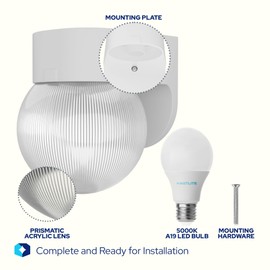 KastLite Wall Mount Porch/Front Door Light Fixture - Anti Rust UL Listed E26 LED Lamp Exterior Lighting Fixtures - Plastic Outdoor House Entryway & Patio Wall Sconce - Includes 5000K LED Bulb