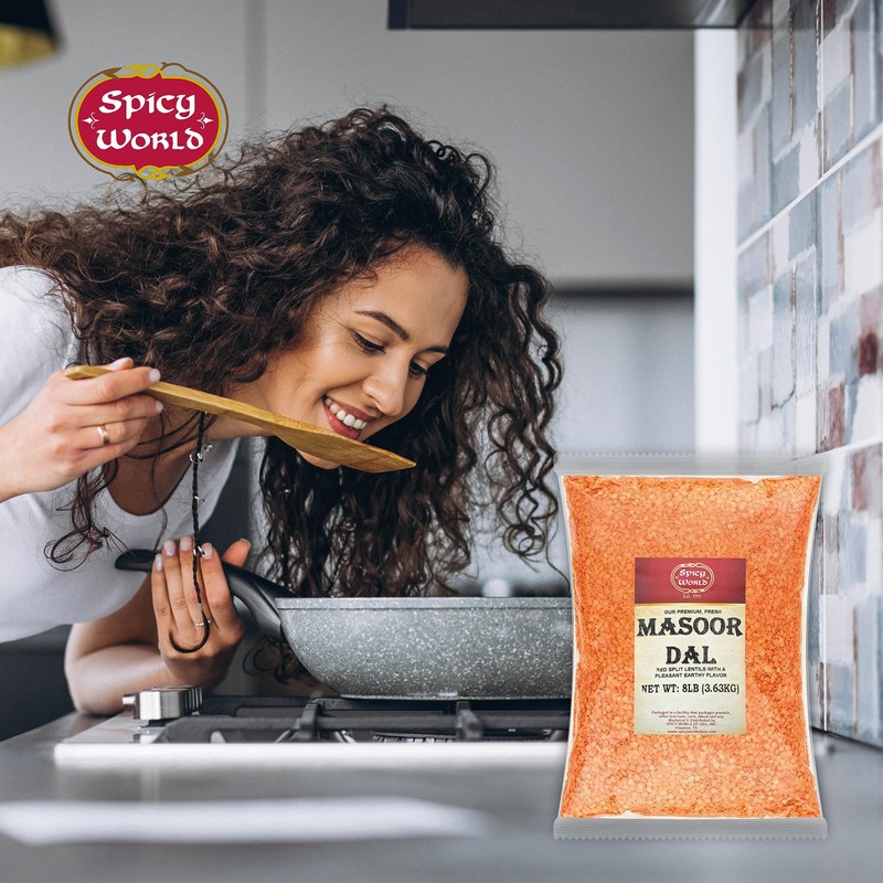 Spicy World Masoor Dal 8 Pound Bag (128oz) - Red