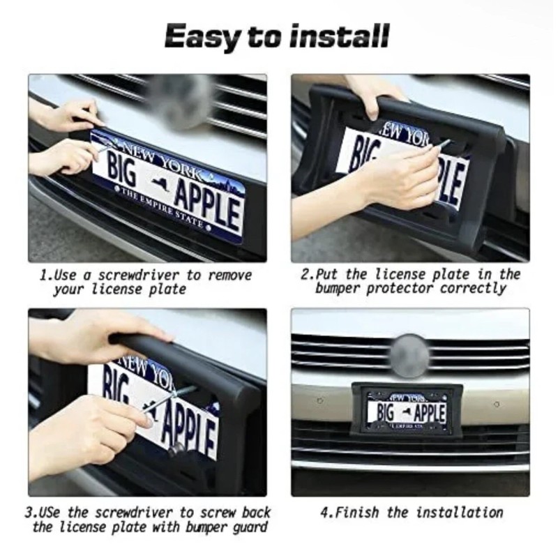BLVD License Plate Bumper Guard with Screws and Protector Rubbers
