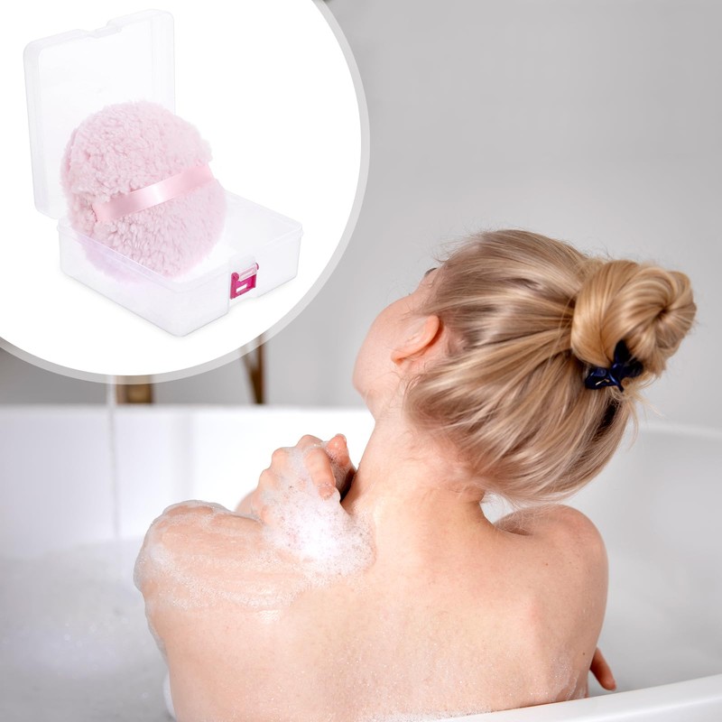 Body Powder Puff, 6" Large Powder Puff with Container Oversize