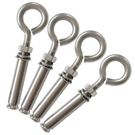 AIVOOF 4 Pack M8 Stainless Steel Expansion Screws Heavy Duty Shoulder Lag Eye Bolts Lifting Ring Bolt Wall Concrete Anchors Fastener with Nut for Wall Ceiling Concrete Masonry