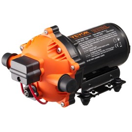 12V DC Diaphragm Pump for Marine Use 5 GPM 18.93 L/min 5-Chamber Water Pump Automatic Pressure Switch 40-100 PSI Adjustable 1/2Default: Default
