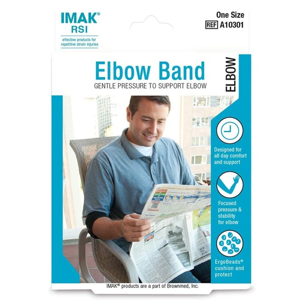 IMAK Brownmed RSI Elbow Band - Comfortable Elbow Support Brace for Men & Women - Elbow Band to Support Tendonitis, Cubital Tunnel Syndrome, Tennis & Golfer's Elbow