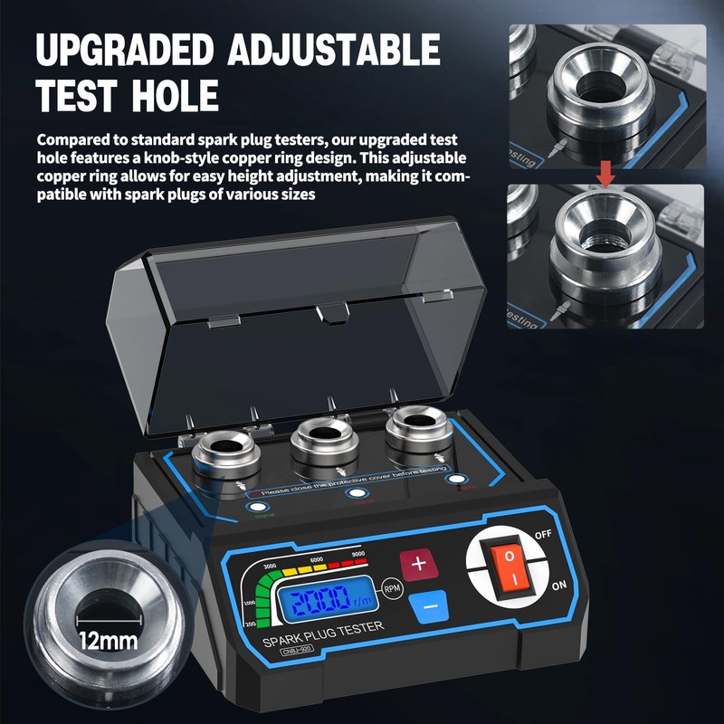 Car Spark Plug Tester with Triple Holes, Ignition Coil Tester,