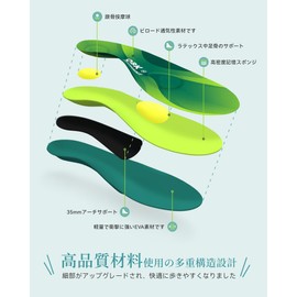 Flatfoot Insole, QBK Insole Arch Support High Arch, Achilles Tendonitis, Inverted Foot Support, Reduces Flatfoot, Comfortable for Standing and Walking All Day L