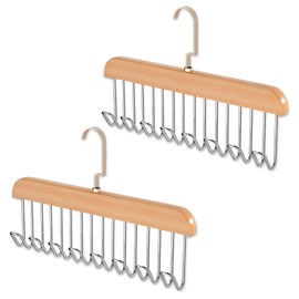 2 Pack Belt Hanger for Wardrobe, Anti Slip Multi Hook Coat Rack Multifunctional Coat Hanger Hooks with 8 Hooks Save Space Hangers for Clothes Rotating Tie Rack