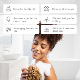 NAROA Natural Soft Loofah Sea Sponges for Bath & Shower | Scrunchie Body Puff Scrubber | Sustainable Eco Gift for Adults Men and Women (X Large)