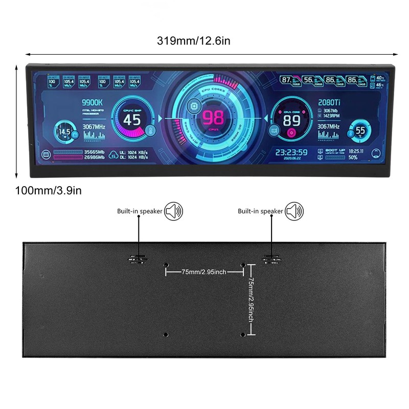 12.6 Inch Secondary Screen FHD IPS Second Screen Stretched Bar