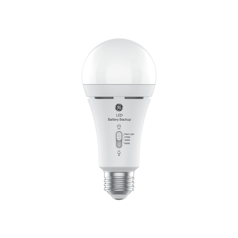 GE LED+ Backup Battery LED Light Bulbs, A21 Rechargeable Light