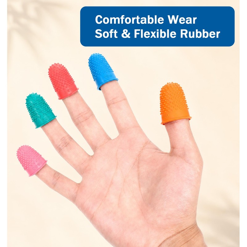 10 Pcs Rubber Fingers Tips for Sorting Papers, Reusable Rubber