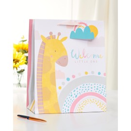 UK Greetings Large Gift Bag for New Baby Boy or Girl - Cute Giraffe Design