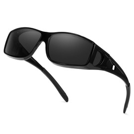 VIEWBETTER Polarized Sunglasses Fit Over Glasses for Women Men, Wrap Around Snap Shades UV400 Protection