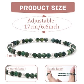 Uwiyo Genuine Natural Stone Bracelet for Women, 4 mm Pearl Bracelet with Silver Pearl, Elastic Gemstone Bracelet, Ball Bracelet for Women, Girls, Gift for Birthday, Mother's Day, Christmas, Stone, No