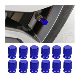 Bittwee 12 Pcs Tire Valve Stem Caps, Aluminum Alloy Valve Cover for Car, Exquisite Mesh Corrosion-Resistant Leak-Proof Stem Covers, Universal for Cars, SUV, Truck, Motorcycles, Bikes (Blue)