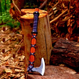 Viking Axe of Ragnar Lothbrok Norse Viking Axe Sharp Blade Hunting Axe High Carbon Steel Blade with Rose Wood Handle Camping Axe Viking Hatchet Gift for Dad