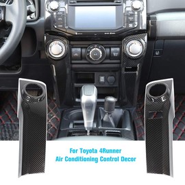 JeCar for 4Runner Air Conditioning Switch Panel Cover for 4Runner Accessory Decoration Trim Frame ABS for Toyota 4Runner 2010 2011 2012 2013 2014 2015 2016 2017 2018 2019 Carbon Fiber Pattern 2Pcs