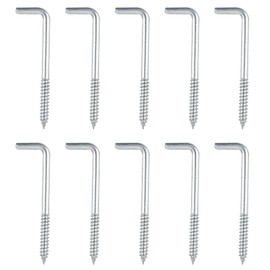 CVMGO 10-Pack 60mm L Shaped Hook Screws Zinc Plated Right Angle Self-Tapping Screws Heavy Duty 90° Bend Wall Hanger Hooks for Wood Dresser Cupboards Picture Hanging Kitchen Garage Outdoor Use