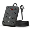 10ft Extension Cord Long Power Strip,AOFO 8 Widely-Spaced Outlets &