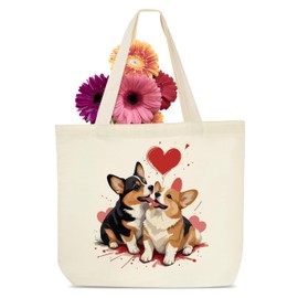 Pseuaudo Corgi Canvas Tote - Corgi & Puppy Gifts, Dog Lovers' Gift Bag, Birthday &