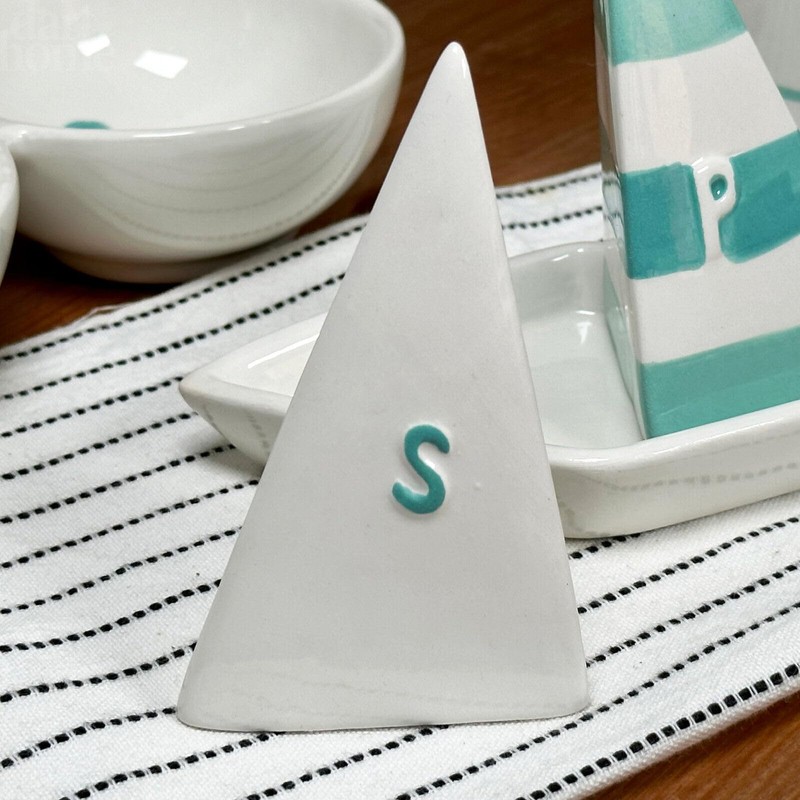 Salt Pepper Set Sail Boat Ceramic Novelty Kitchen Seaside Nautical
