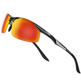 Glazata Polarized Sports Sunglasses, Polarized Glasses, UV 400, UV Protection, For Driving, Baseball, Bicycle, Running, Golf, Driving, red
