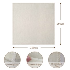 Cheesecloth, Precut 20x20Inch, Grade 90 Hemmed Cheese Cloths for Cooking Reusable and Washable, 100% Unbleached Pure Cotton Muslin Cloths for Straining Butter, Cheese, Nut Milk (4 Pieces)