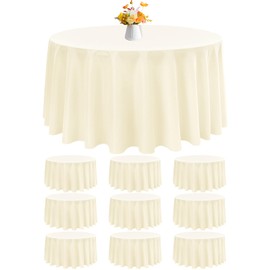 10 Pack Round Tablecloth Beige Tablecloths 120 Inch,Circle Polyester Table Cloth,Washable Fabric Stain and Wrinkle Resistant Premium Round Table Cover for Wedding Parties Banquet Reception Dining