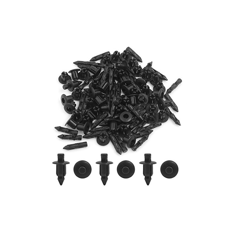 sourcing map 50 Stück schwarze Kunststoffnieten Spritzschutz-Befestigungsclips 6 mm für