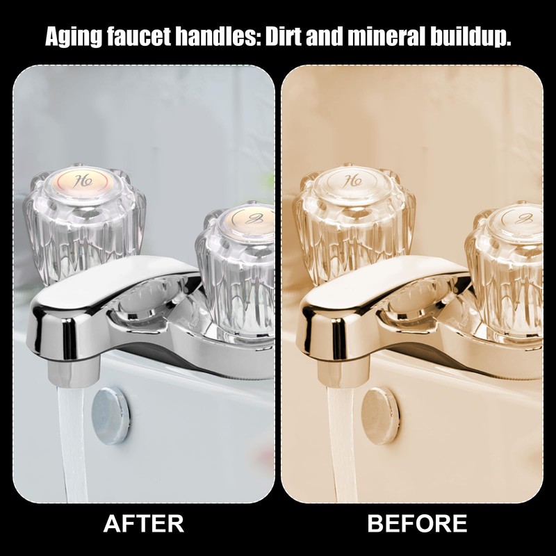 Gosknor 2pcs Shower Knob Replacements, Clear Acrylic Hot/Cold/Diverter Shower Knobs