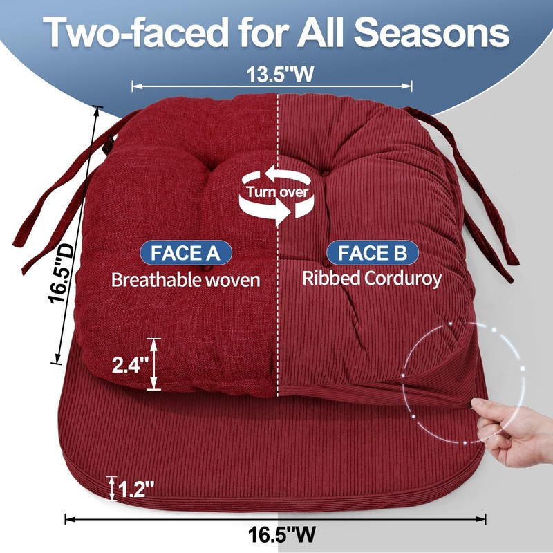BUYUE Double-Layer Thickened Chair Cushion for Dining Chair, Natural Latex